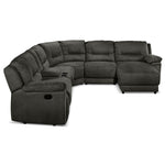 Pasadena 6-Piece Reclining Sectional with Right-Facing Chaise - Dark Grey