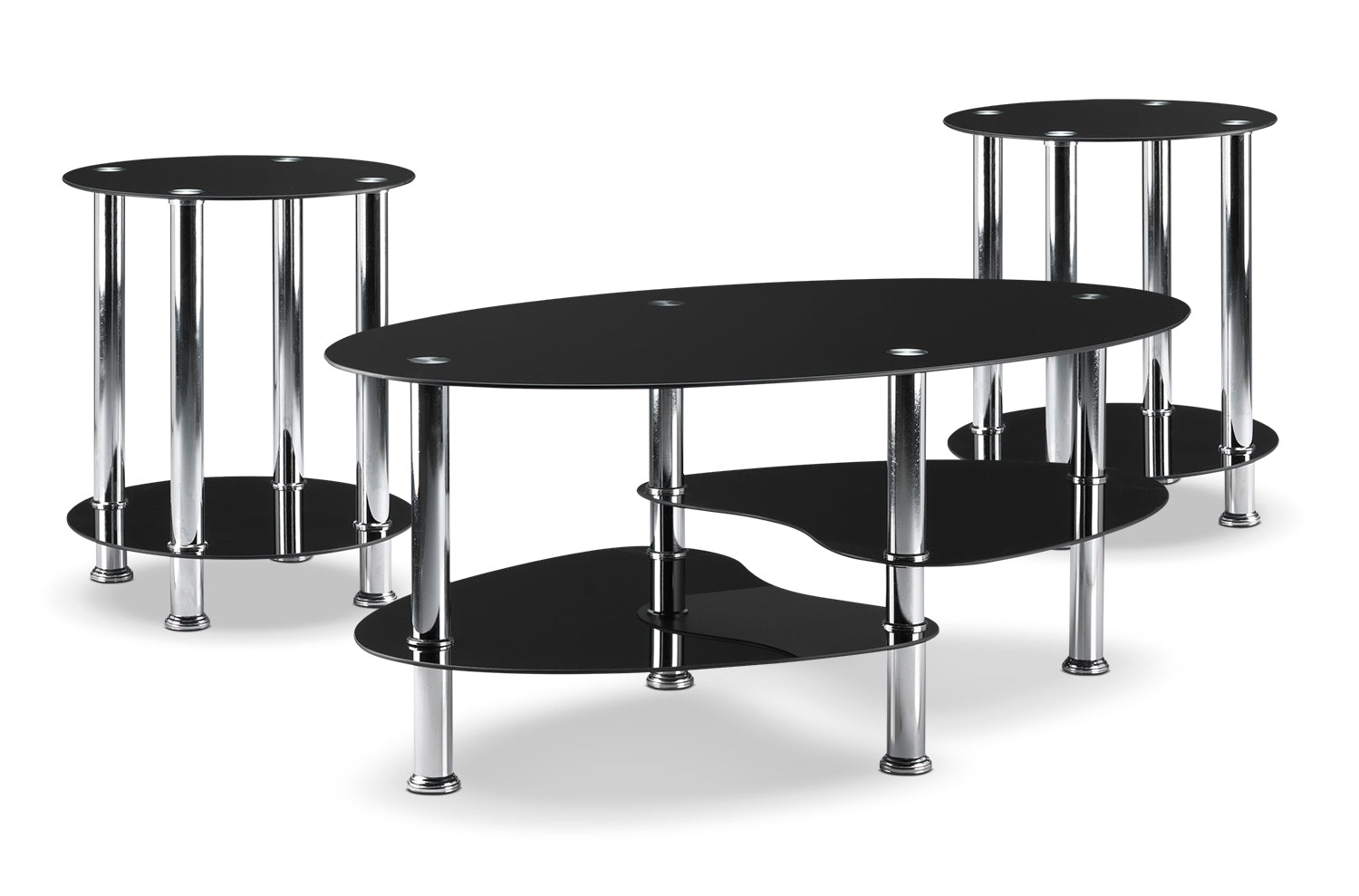 Oriana Coffee Table and Two End Tables - Black