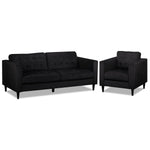 Anthena Sofa and Chair Set - Charcoal
