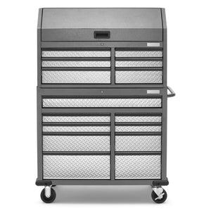 Gladiator Silver Tread Premier 41 inch 15-drawer Mobile Tool Chest Combo - GATC4115JG