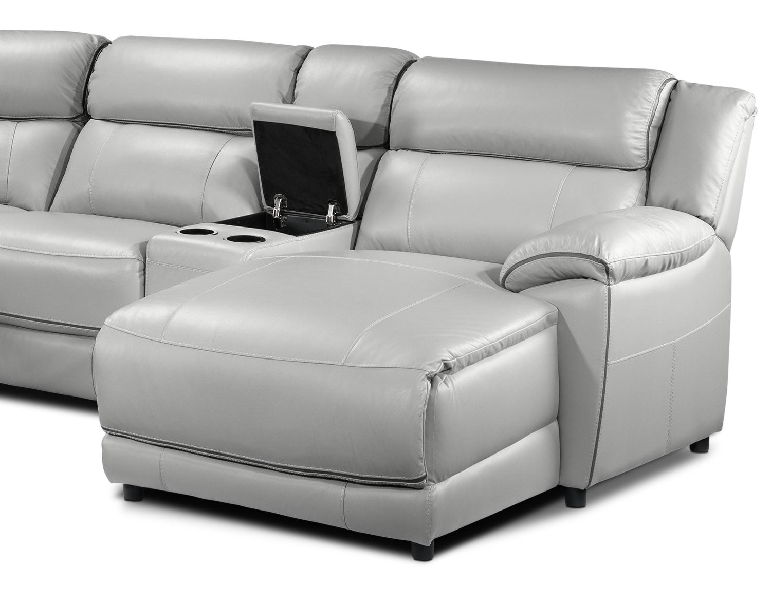 Holton Leather 5-Piece Sectional with Right-Facing Chaise - Grey