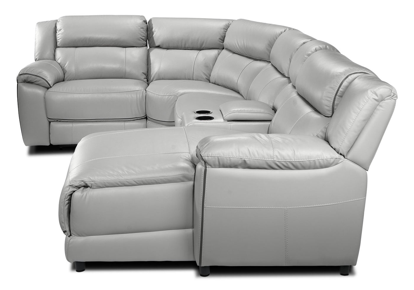 Holton Leather 5-Piece Sectional with Right-Facing Chaise - Grey