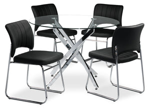 Atlantis 5-Piece Dinette Set - Chrome and Black