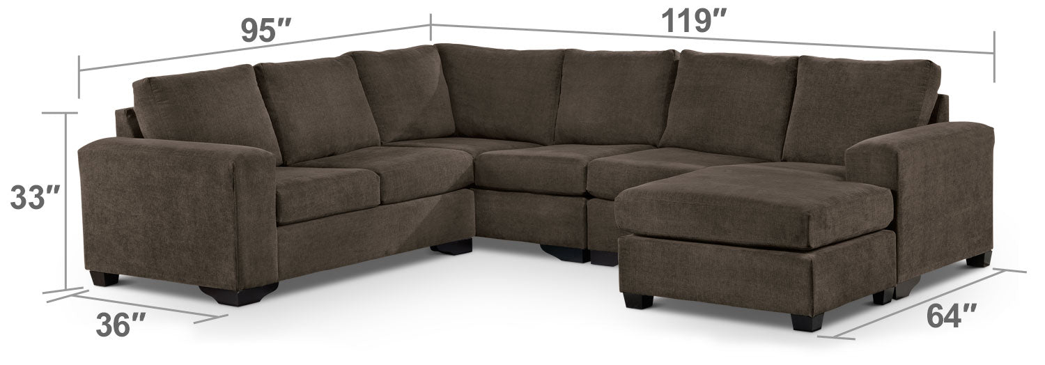 Danielle 3-Piece Sectional with Right-Facing Corner Wedge - Java