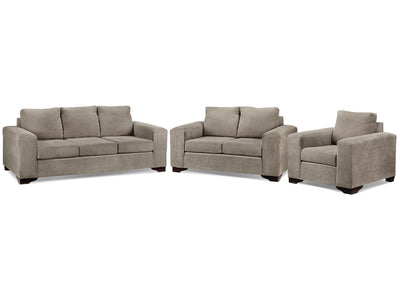 Fava Sofa, Loveseat and Chair Set - Pewter