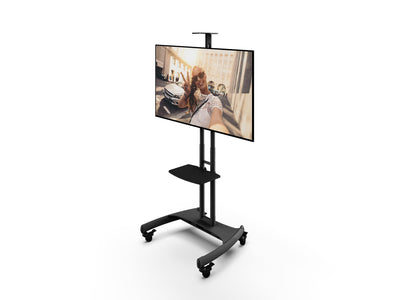 Kanto Black Height Adjustable Mobile TV Cart with Adjustable Shelf for 37" to 65" TVs - MTM65PL