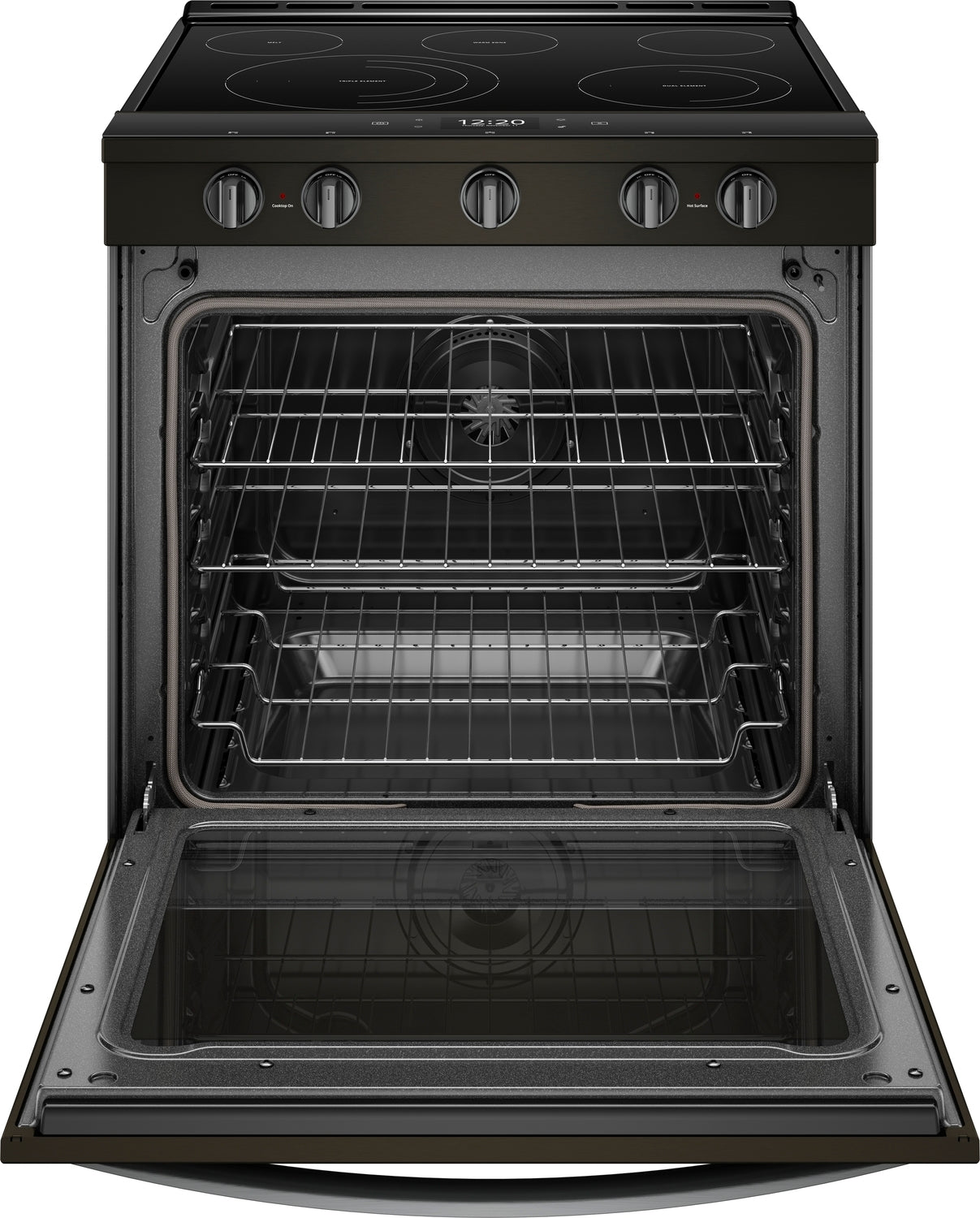 Whirlpool Black Stainless Steel Slide-In Electric True Convection Range (6.4 Cu. Ft.) - YWEE750H0HV