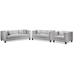 Astin Sofa, Loveseat and Chair and a Half Set - Grey