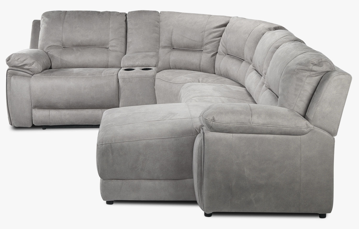 Pasadena 5-Piece Reclining Sectional with Right-Facing Chaise - Light Grey