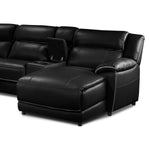 Holton Leather 5-Piece Sectional with Right-Facing Chaise - Black