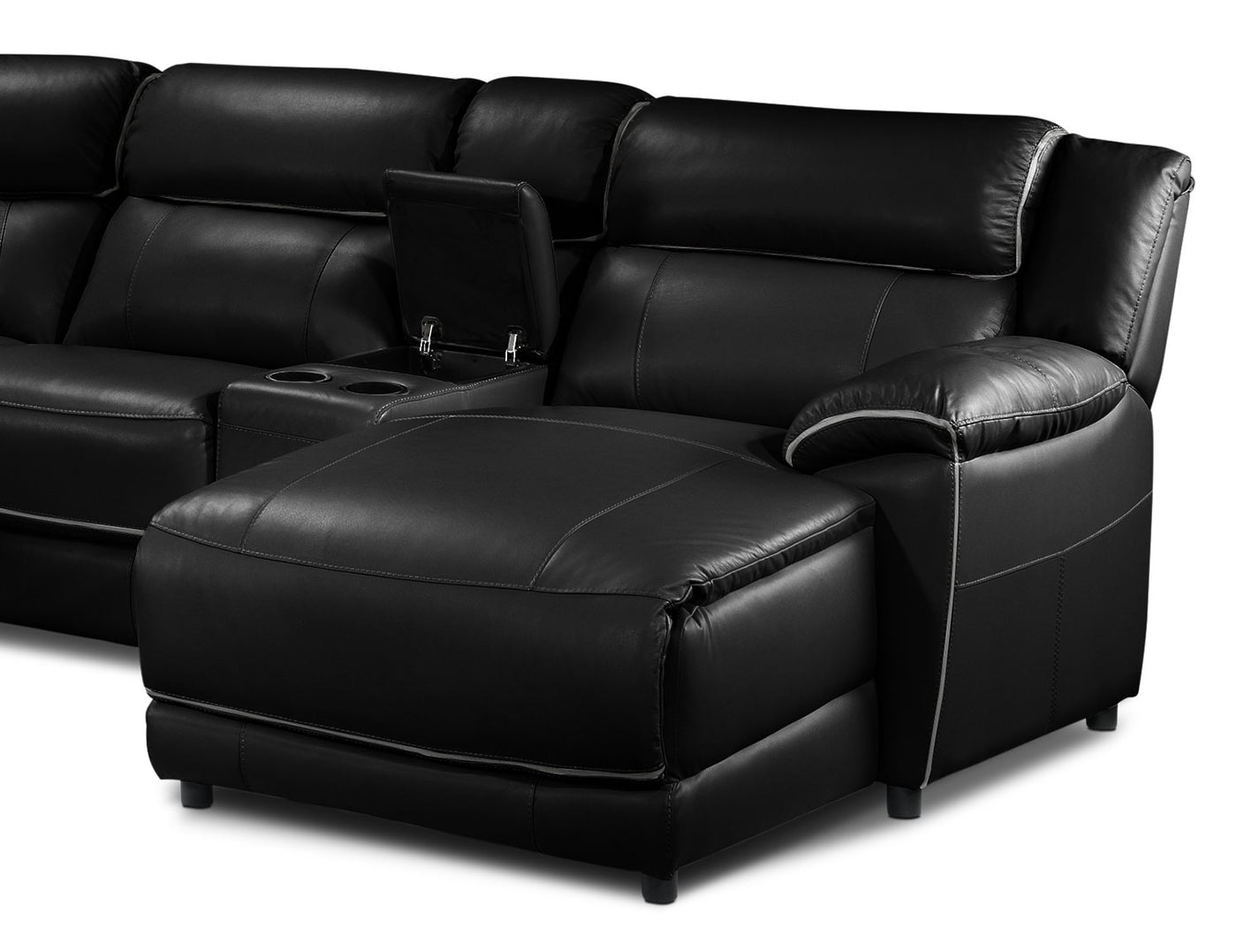 Holton Leather 5-Piece Sectional with Right-Facing Chaise - Black