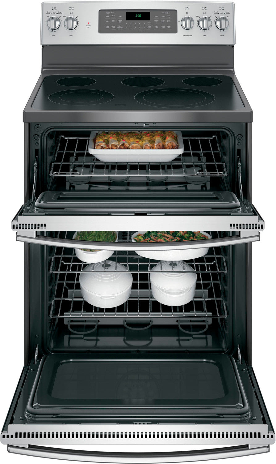 GE Stainless Steel Freestanding Electric Convection Double Oven Range (6.6 Cu. Ft.) - JCB865SJSS