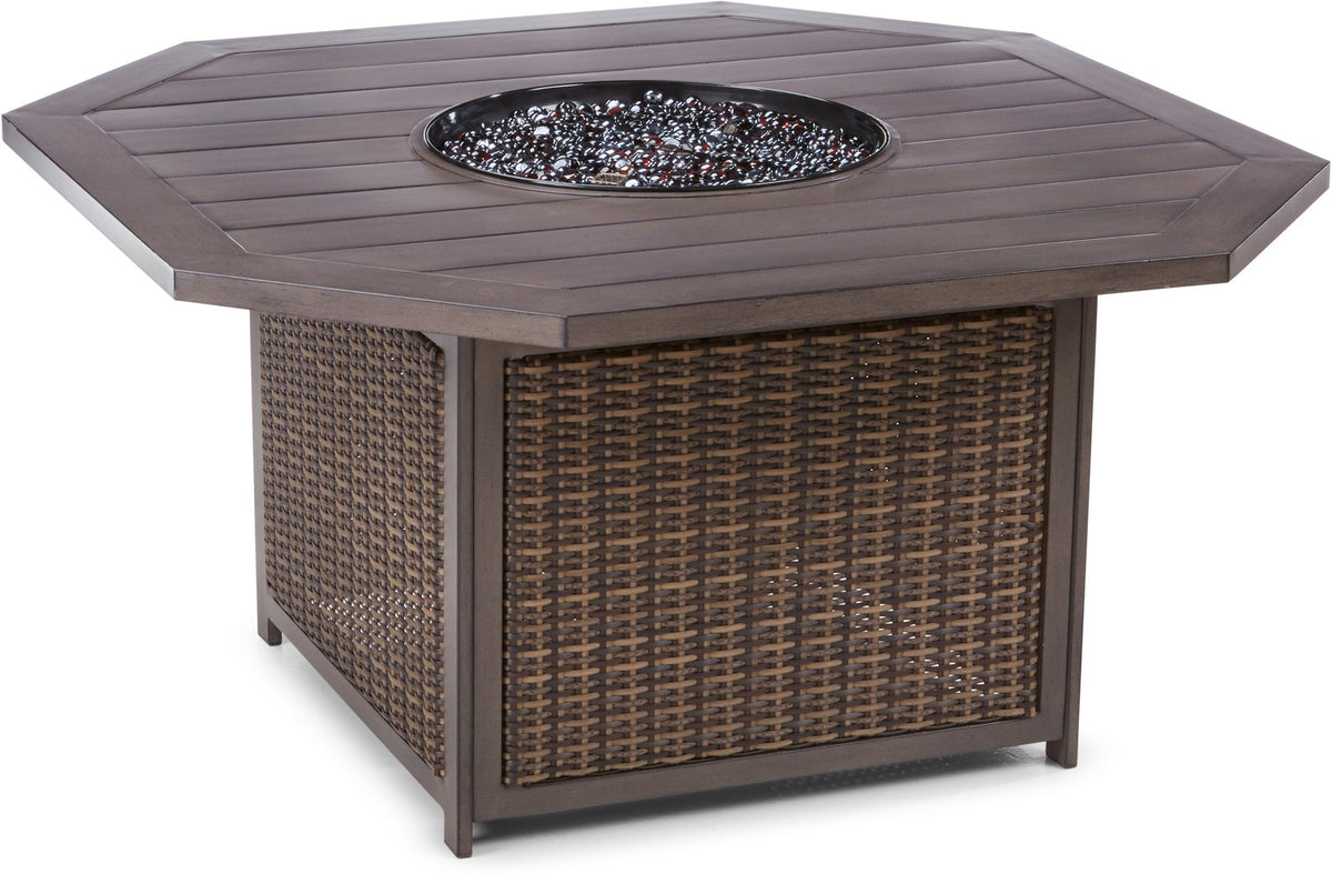 Davenport Outdoor Dining Table with Gas Fire Pit - Brown