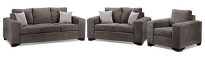 Fava Sofa, Loveseat and Chair Set - Grey