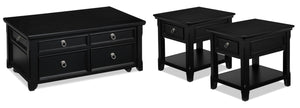 Turner Coffee Table and Two End Tables - Black