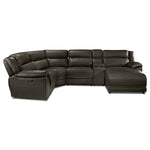 Holton Leather 5-Piece Sectional with Right-Facing Chaise - Charcoal Grey