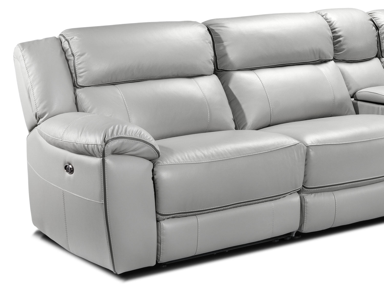 Holton Leather 4-Piece Sectional with Right-Facing Chaise - Grey