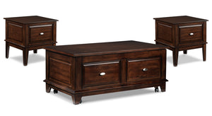 Davidoff Lift-Top Coffee Table and Two End Tables - Walnut