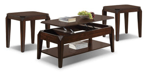 Docila Lift-Top Coffee Table and Two End Tables - Espresso