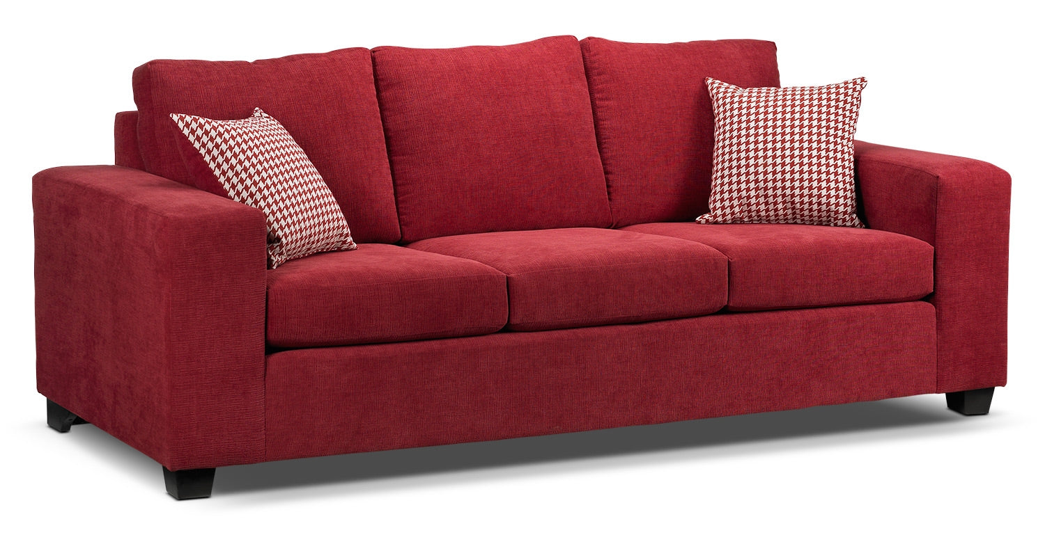 Fava Sofa and Loveseat Set - Red