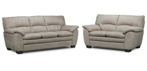 Kelleher Sofa and Loveseat Set - Silver Grey