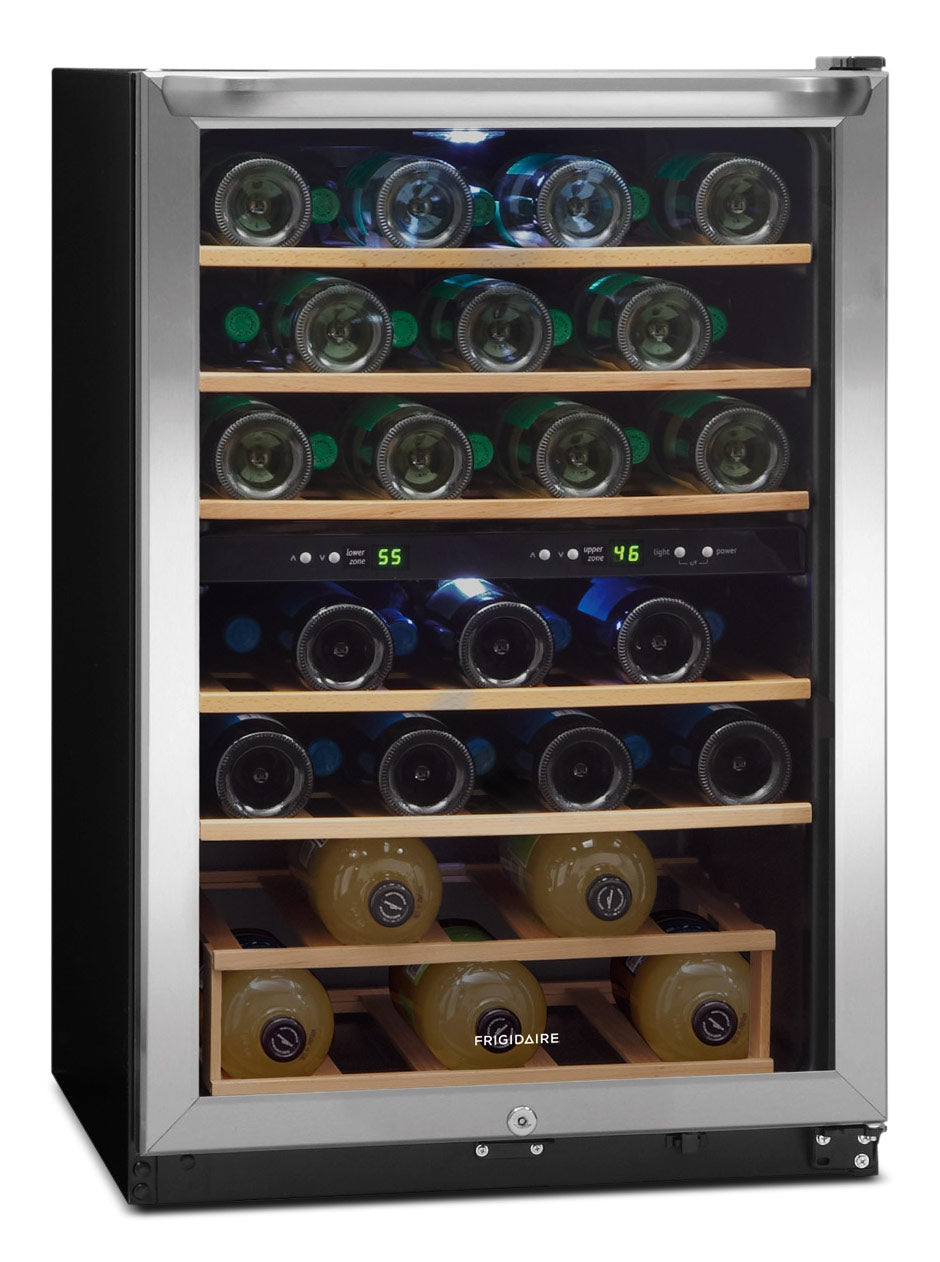 Frigidaire Stainless Steel 38-Bottle, Two-Zone Wine Cooler - FFWC38C2QS