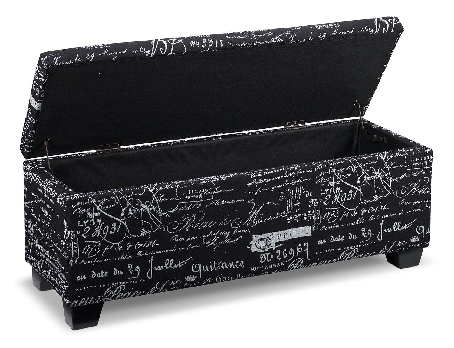 Boardwalk Large Storage Ottoman - Scroll Black