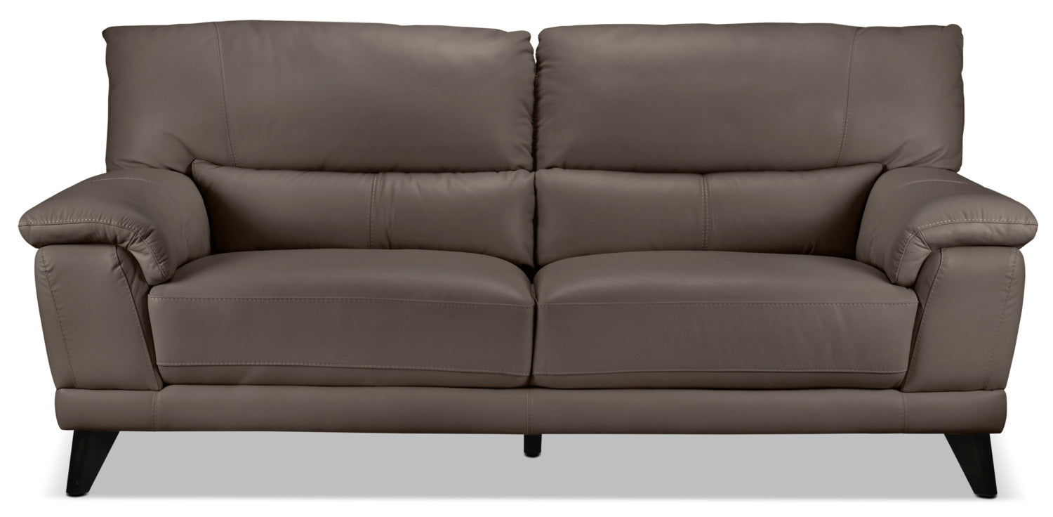 Braylon Leather Sofa - African Grey