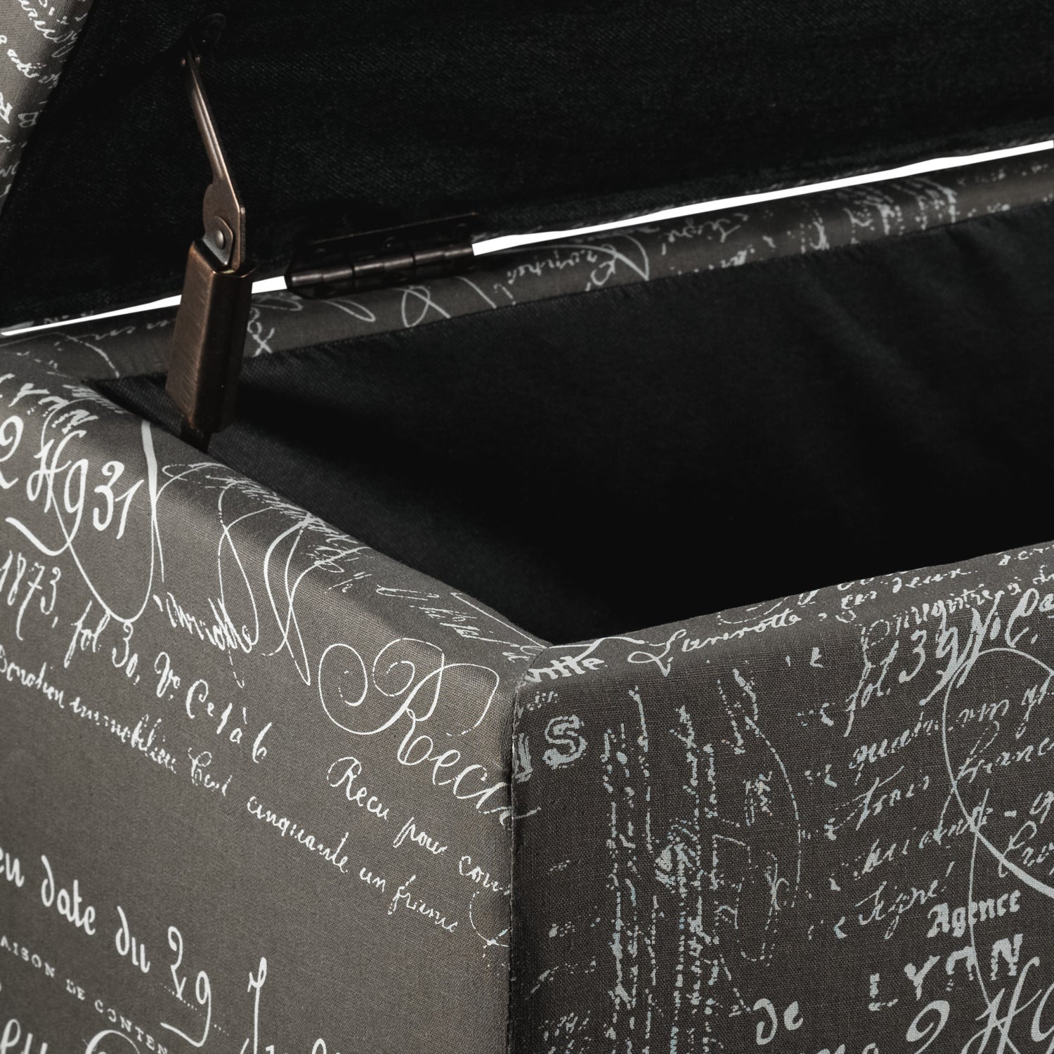 Boardwalk Large Storage Ottoman - Scroll Grey