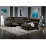 Holton Leather 5-Piece Sectional with Right-Facing Chaise - Charcoal Grey