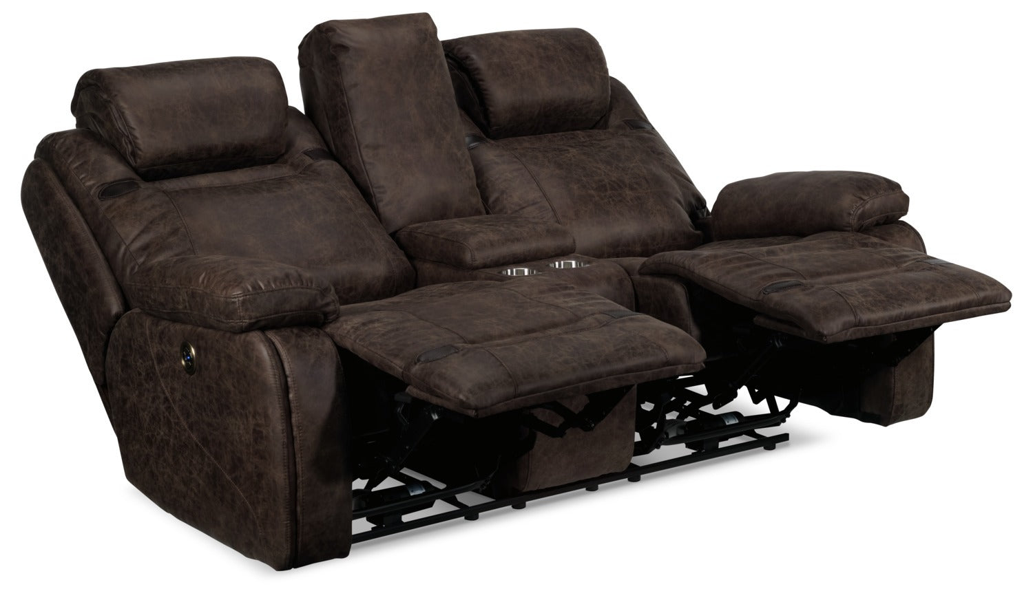 Rebel Power Reclining Loveseat with Console - Brown