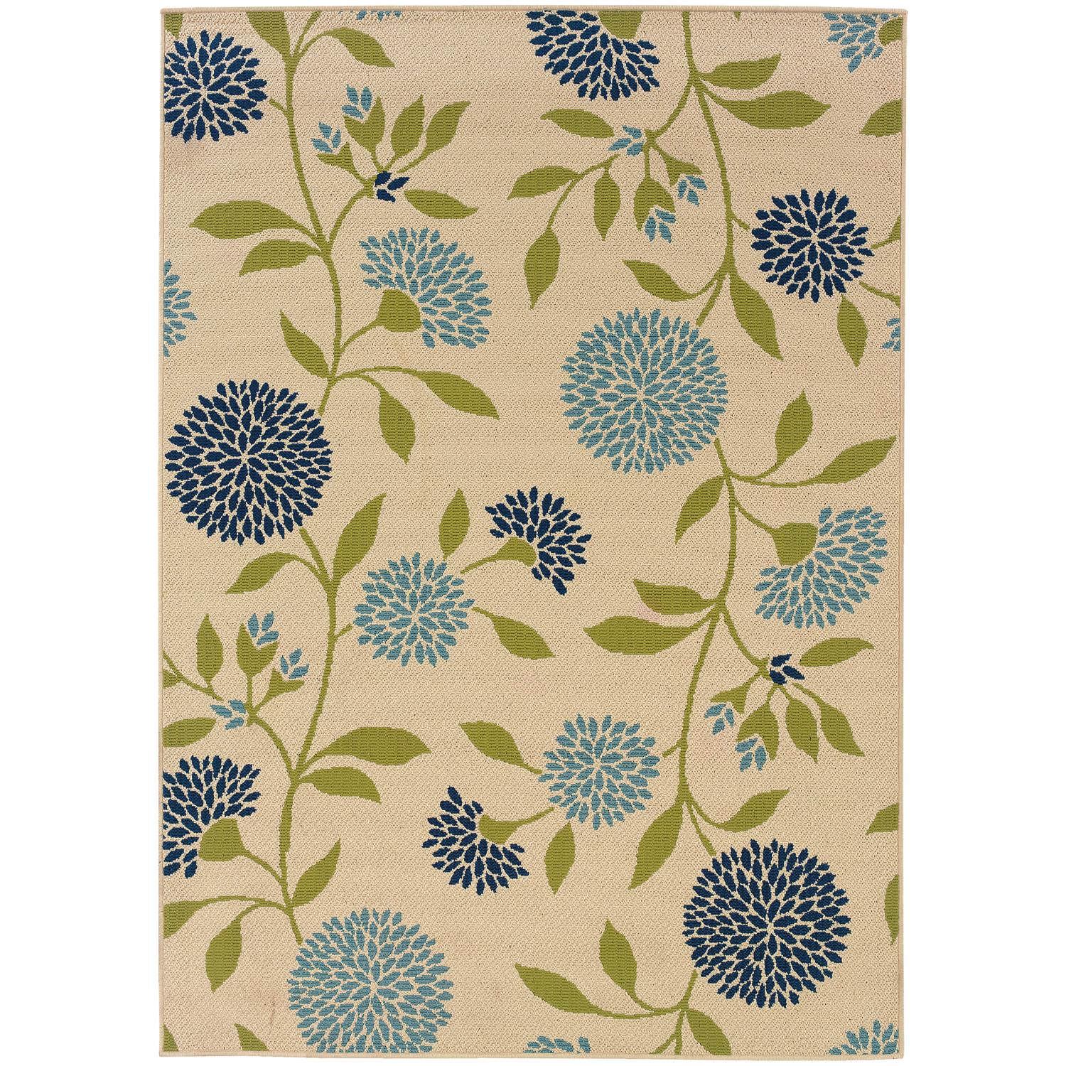 Lagoon W8327YL Floral Indoor/Outdoor Area Rug (3'7"X5'6")