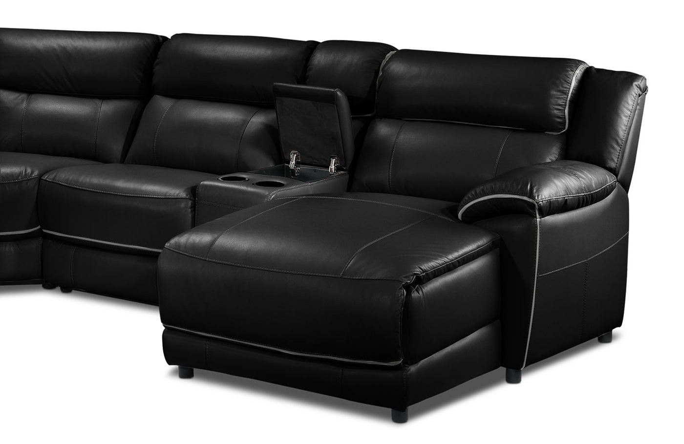 Holton Leather 6-Piece Sectional with Right-Facing Chaise - Black