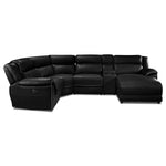 Holton Leather 5-Piece Sectional with Right-Facing Chaise - Black