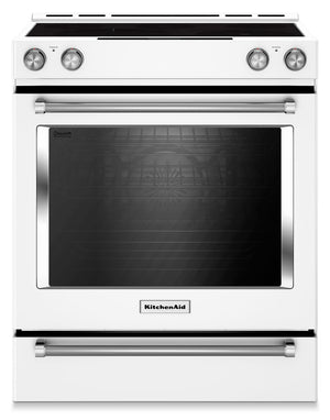 KitchenAid White Slide-In Electric Convection Range (7.1 Cu. Ft.) - YKSEB900EWH