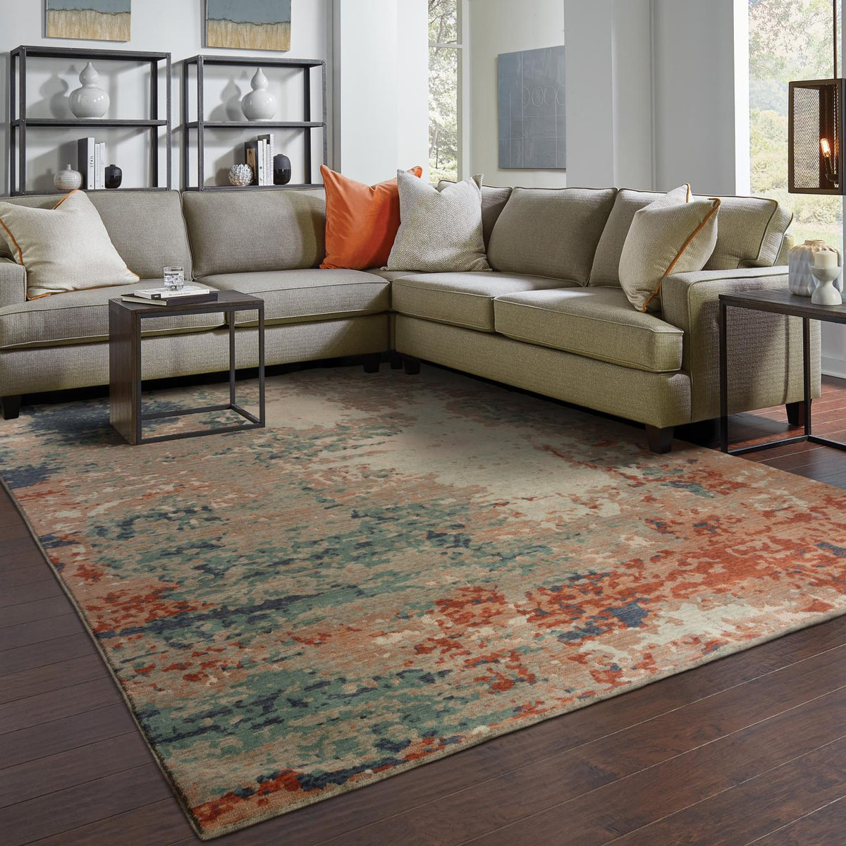 Monique W092LEL Organic Abstract Area Rug (5'3"X7'6")