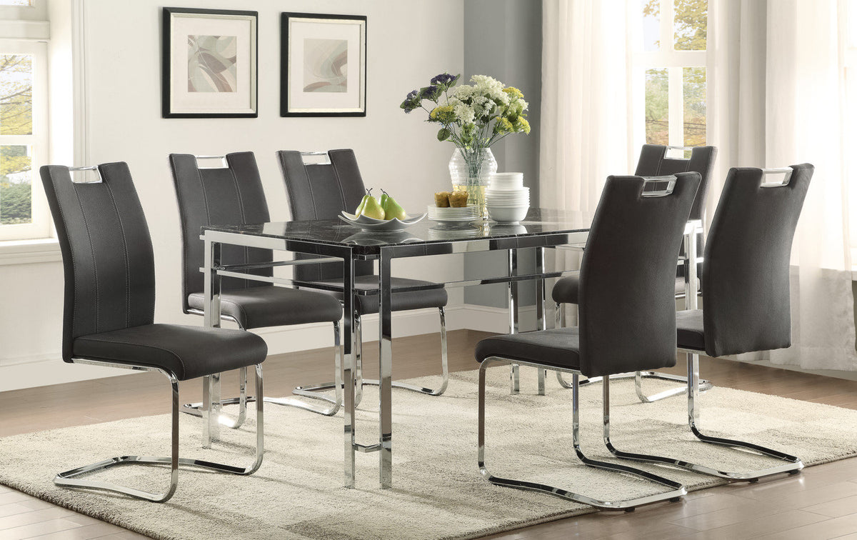 Watt Table - Faux Marble and Chrome