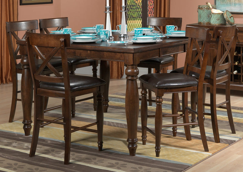 Kingstown 7-Piece Extendable Counter Height Dining Set Chocolate