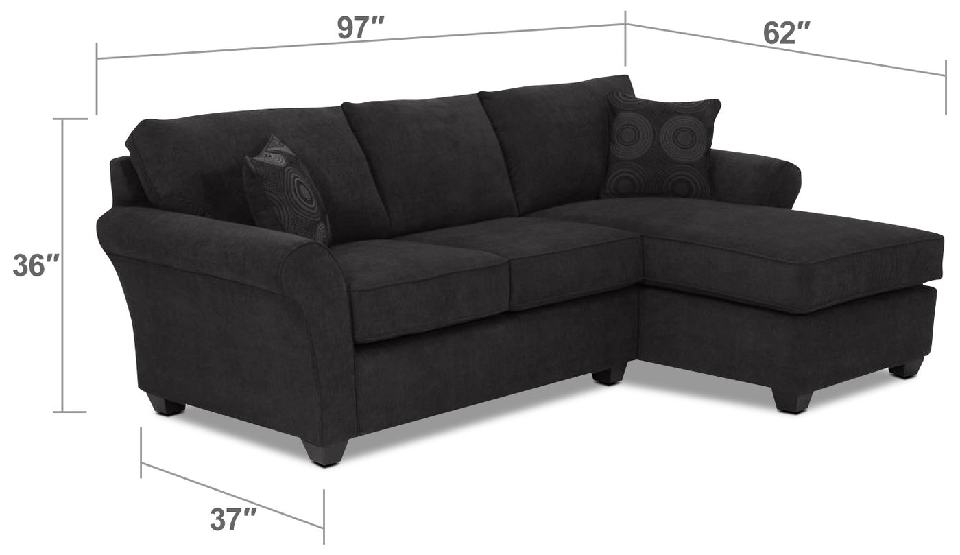 Althea 2-Piece Sectional with Right-Facing Chaise - Black