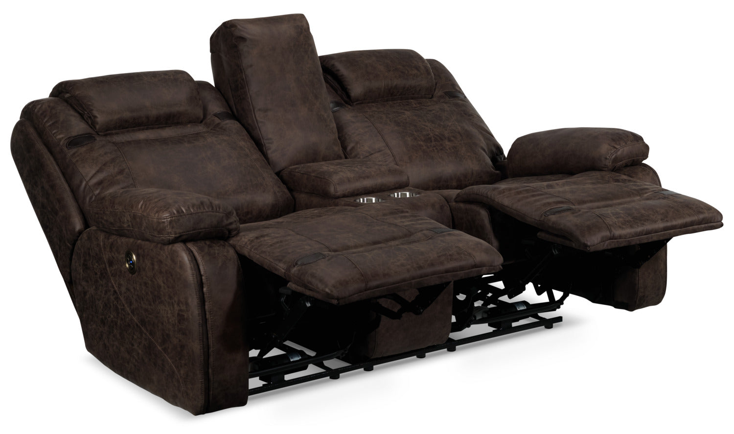 Rebel Power Reclining Loveseat with Console - Brown