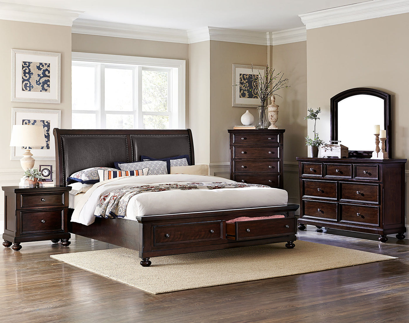 Chester 6-Piece King Storage Bedroom Package - Cherry