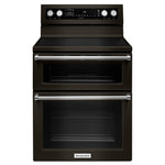 KitchenAid Black Stainless Steel Freestanding Electric Double Oven Range (6.7 Cu. Ft.) - YKFED500EBS