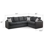 Athina 2-Piece Sectional with Left-Facing Queen Sofa Bed - Charcoal