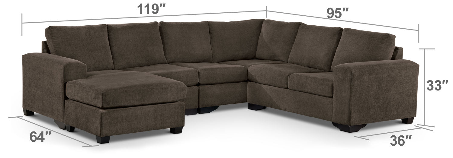 Danielle 3-Piece Sectional with Left-Facing Corner Wedge - Java