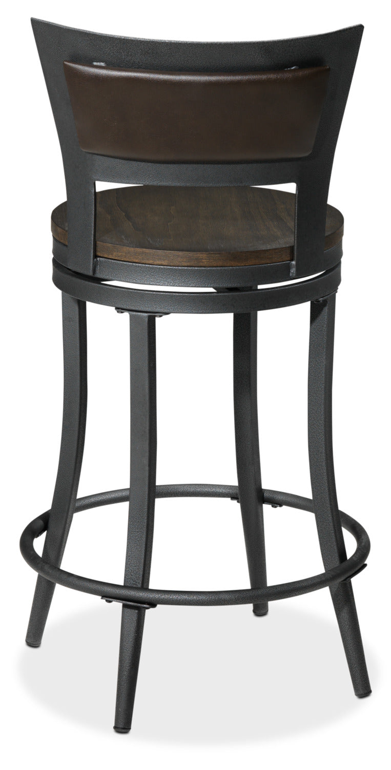 Richmond Pub-Height Swivel Stool - Dark Grey and Brown