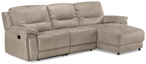 Pasadena 3-Piece Reclining Sofa with Right-Facing Chaise - Light Grey