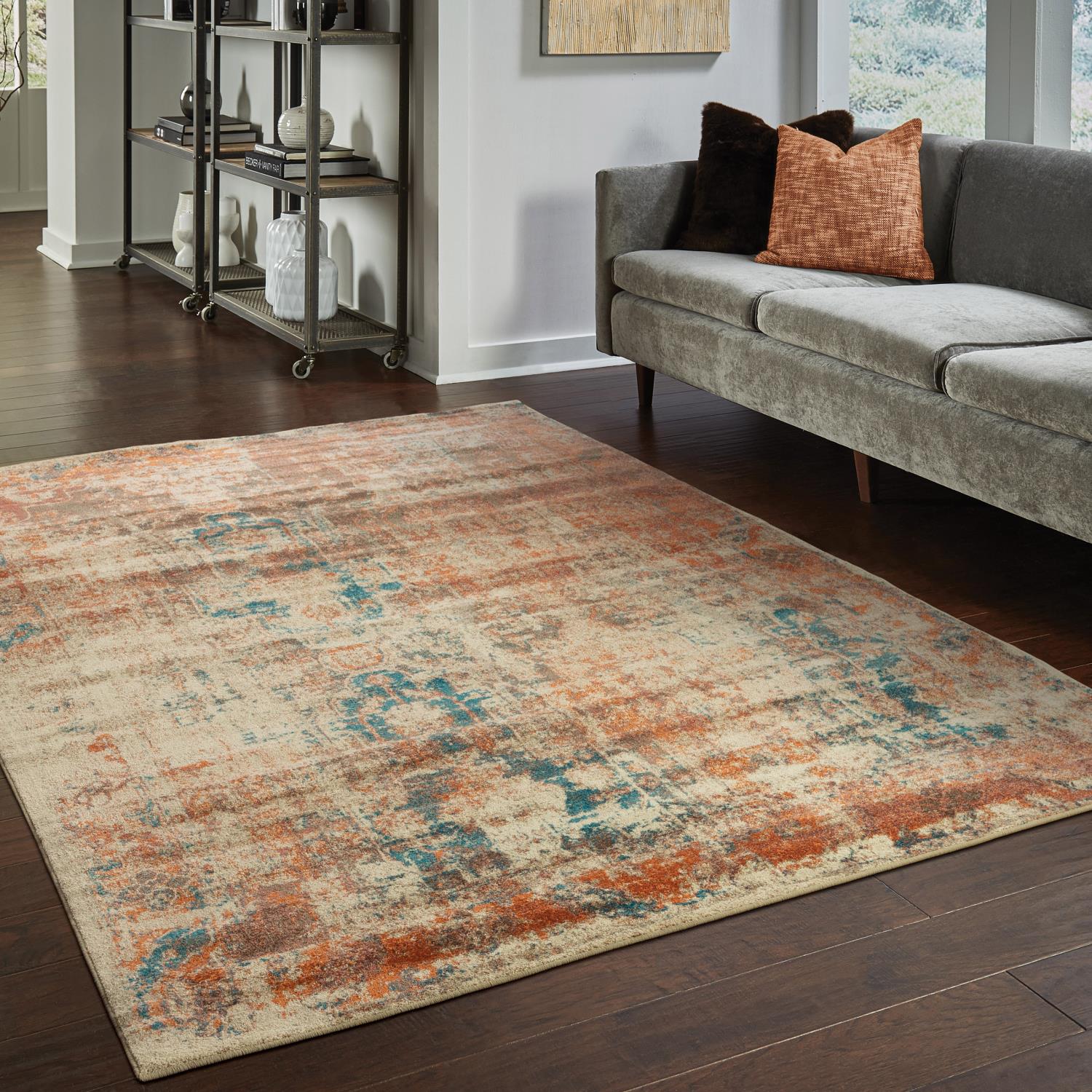 Pierce W521X6L Distressed Abstract Area Rug (6'7"X9'6")