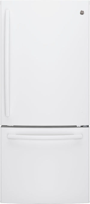 GE 29.75" 20.9 Cu. Ft. White Bottom-Freezer Refrigerator - GDE21DGKWW