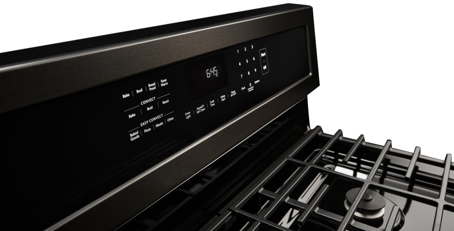 KitchenAid Black Stainless Steel Freestanding Gas Convection Range (5.8 Cu. Ft.) - KFGG500EBS