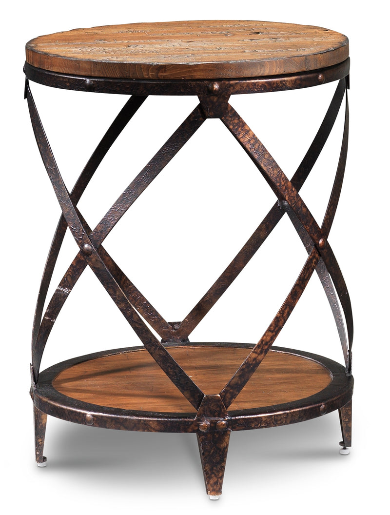Pinebrook Round End Table Distressed Natural Pine Leon's